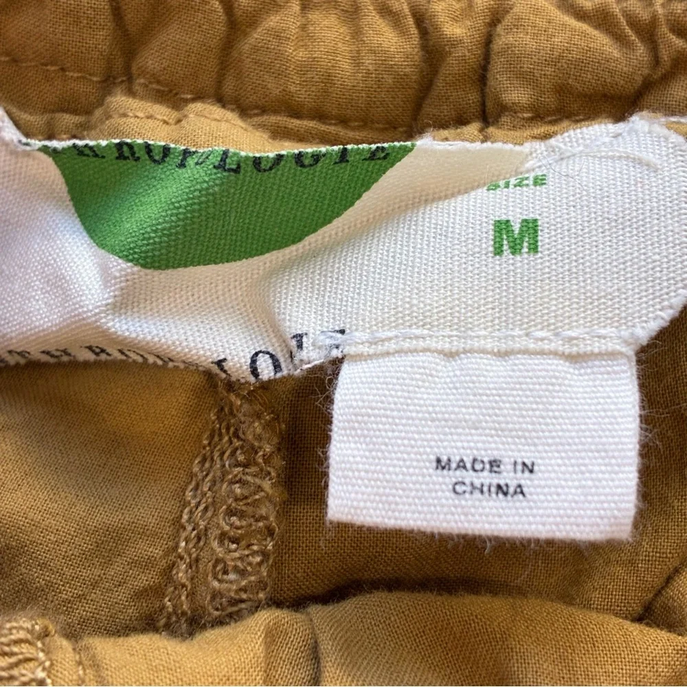 Anthropologie Eyelet Jogger Mustard Boho Cropped Drawstring Waist Medium - Picture 9 of 12